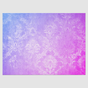 Papier Mousseline Vintage damassé violet et rose en détresse