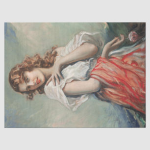 Papier Mousseline Vintage Dame Élégante Avec Découpage Fleur