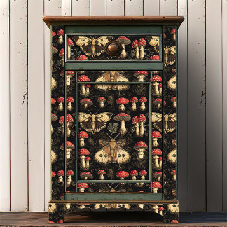 Papier Mousseline Vintage Dark Academia Moth and Mushroom