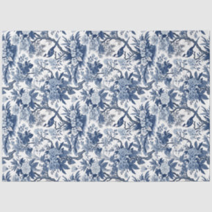 Papier Mousseline Vintage delft bleu Chinoiserie china oiseaux fleur