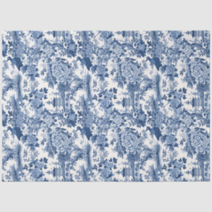 Papier Mousseline Vintage delft bleu Chinoiserie china oiseaux fleur