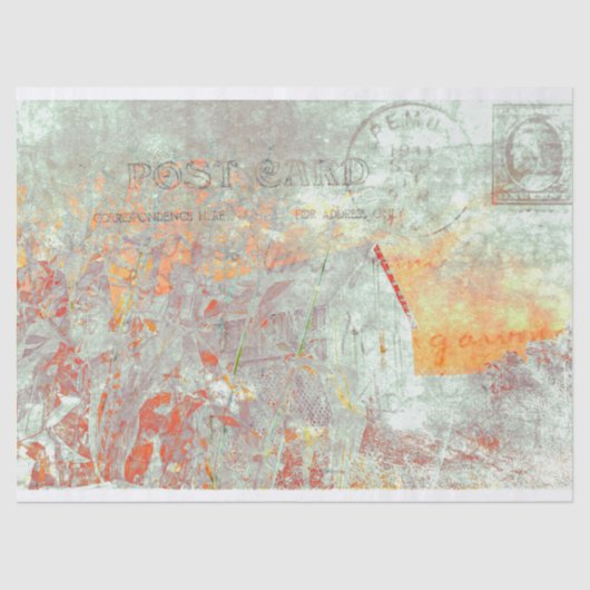 Papier Mousseline Vintage Distressed Script Pays Russe Automne (Recto)