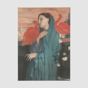 Papier Mousseline Vintage Edgar Degas Jeune Femme avec Ibis Art