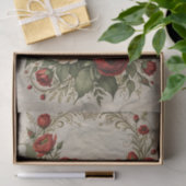 Papier Mousseline Vintage Elegant Red et crème Peonies (Cadeau)