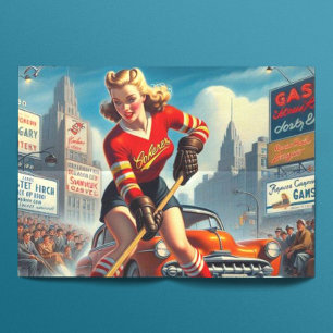 Papier Mousseline Vintage fille de hockey
