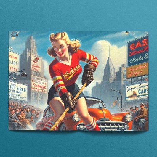 Papier Mousseline Vintage fille de hockey