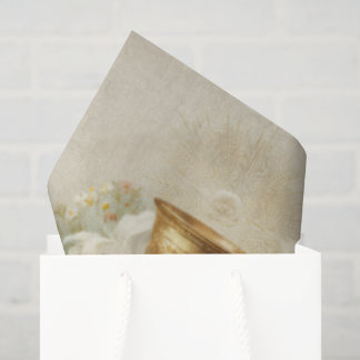 Papier Mousseline Vintage First Holy Communion Chalice White Lilies