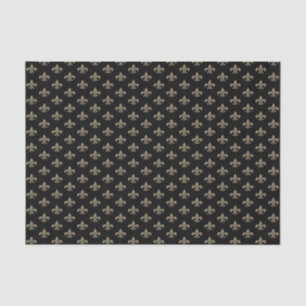 Papier Mousseline Vintage Fleur de Lis Petite Noir Français