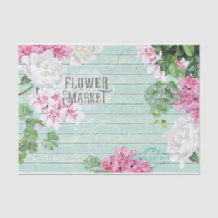 Papier Mousseline Vintage Fleur Fraîche Découpage en bois rustique