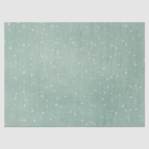 Papier Mousseline Vintage flocon de neige pois turquoise hiver rusti