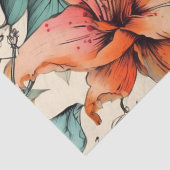 Papier Mousseline Vintage floral blanc brillant inspiré (Détail)