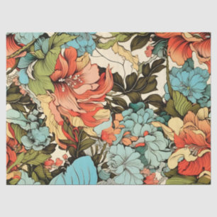 Papier Mousseline Vintage floral blanc brillant inspiré