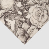 Papier Mousseline Vintage Floral Sepia Motif (2) (Détail)