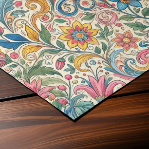 Papier Mousseline Vintage Floral Swirl Style baroque élégant