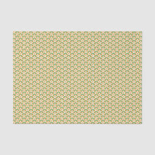 Papier Mousseline Vintage Floral vert et jaune motif Jonquil