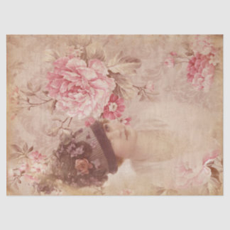 Papier Mousseline Vintage Florale Jaune dans le chic du Casquette Sh