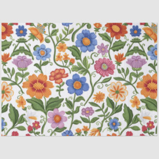 Papier Mousseline Vintage Florals Knitting Botanical Pattern Pastel 