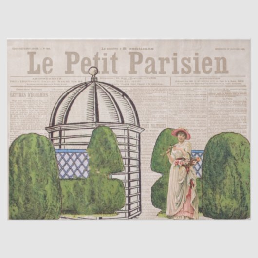 Papier Mousseline Vintage French Garden Lady Collage Découpage (Recto)