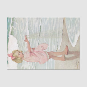 Papier Mousseline Vintage Girl Sandy Beach Océan nautique