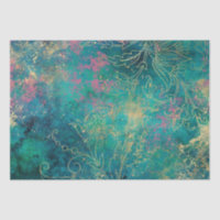 Vintage Gold Floral Grunge Damask