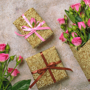 Papier Mousseline Vintage Gold Swirls Motif Luxe Boho Classy