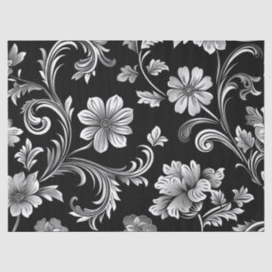 Papier Mousseline Vintage Gothique Damask Black & Silver Decoupage