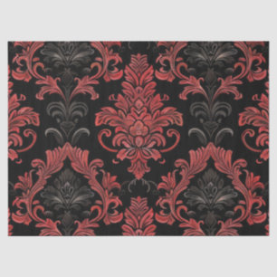Papier Mousseline Vintage gothique damassé rouge et noir Découpage