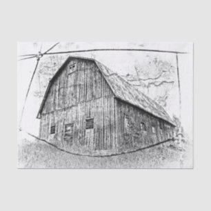 Papier Mousseline Vintage Grange Rustique Grange Noir et Blanc Textu