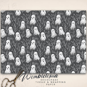 Papier Mousseline Vintage Halloween Ghost Black & White Motif