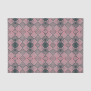 Papier Mousseline Vintage Harlequin Diamond Rose Motif noir