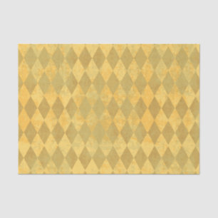 Papier Mousseline Vintage Harlequin Gold Distressed Diamond Motif