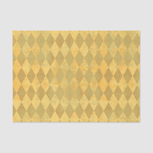 Papier Mousseline Vintage Harlequin Gold Distressed Diamond Motif (Recto)