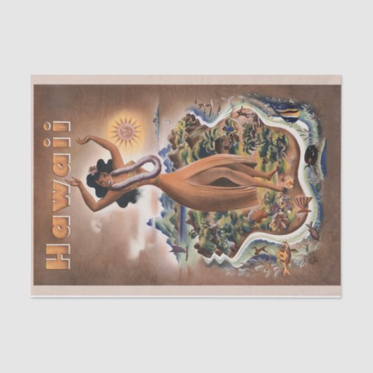 Papier Mousseline Vintage Hawaii Travel Aloha!  (Recto)