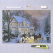 Papier Mousseline Vintage hiver Ville Noël (Artisanat)