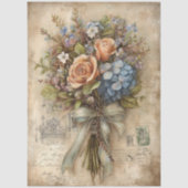 Papier Mousseline Vintage Hydrangea Rose Bouquet Ephemera Decoupage (Recto)