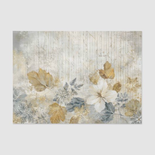 Papier Mousseline Vintage Inspired Distressed Botanicals and Text (Recto)