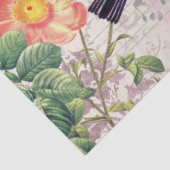 Papier Mousseline Vintage Jaune Fleurs Feuille Musique Découpage (Détail)