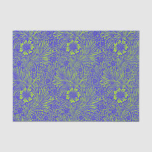 Papier Mousseline Vintage joli bleu citron vert motif floral