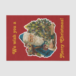 Papier Mousseline Vintage Joyeux Noël Père Noël sac de jouets