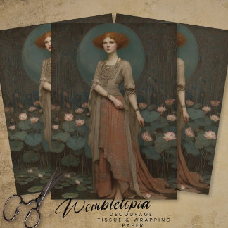 Papier Mousseline Vintage Lady Waterlily Decoupage Tissue Paper