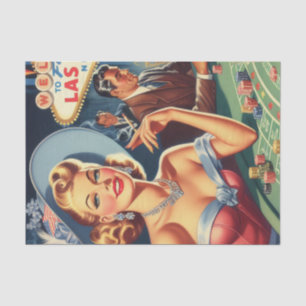 Papier Mousseline Vintage Las Vegas Casino Pin Up