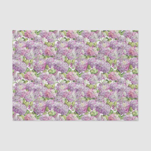 Papier Mousseline Vintage lignée de lavande rose Hydrangea (Recto)