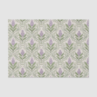 Papier Mousseline Vintage lilas floral botanique damassé crème symét