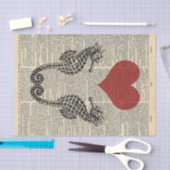 Papier Mousseline Vintage Love Heart Seahorses decoupage (Artisanat)