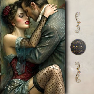 Papier Mousseline Vintage Lovers Sensual Embrace Decoupage