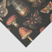Papier Mousseline Vintage Magic Mushroom Moths Dark Academia (Détail)