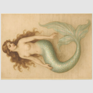 Papier Mousseline Vintage Mermaid Antique Ocean Decoupage