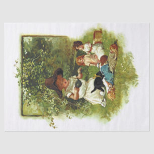 Papier Mousseline Vintage Mignonne Fille À La Découpage Du Jardin