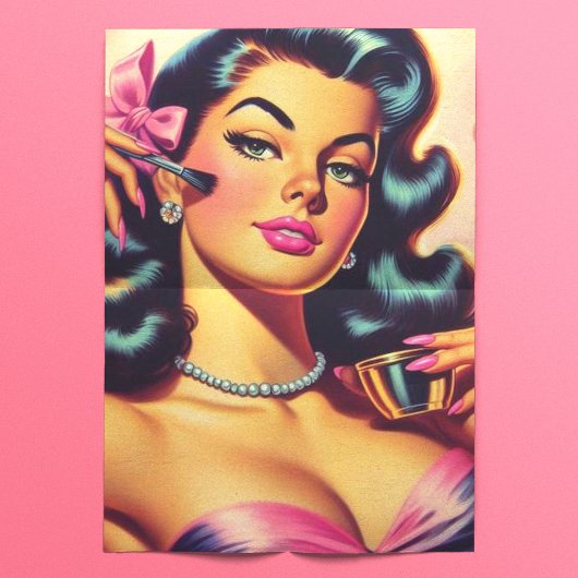 Papier Mousseline Vintage mignonne fille maquillage