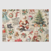 Papier Mousseline Vintage Noël Collage Découpage (Recto)